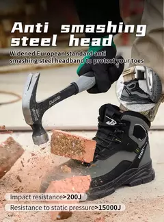 Sapatos de segurança leves impermeáveis masculinos, sapatilha à prova de perfurações, sapato de aço, botas indestrutíveis na internet