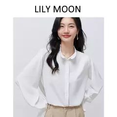 Imagem do LILYMOON-Camisa de manga comprida feminina, colarinho francês, orelha de madeira, camisa casual coreana, Tops Y2K, pulôver elegante solto, batida na rua