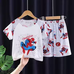 Conjunto de pijamas de manga curta infantil, roupa de menino, roupa de dormir infantil, verão - loja online