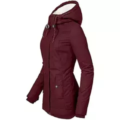 Imagem do Casacos com capuz com zíper para mulheres, parkas soltas com bolsos, manga cheia, grossos e quentes, jaquetas monocromáticas, casuais e soltas, outono e inverno, 2023
