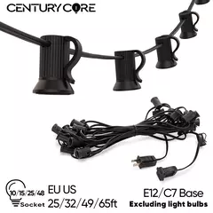 Impermeável String Light com Cabo Elétrico, E12 Sockets, C7 Base, UE 220V, EUA 110V, Hold Lâmpada, Conectável, Casamento, Decoração de Natal - comprar online