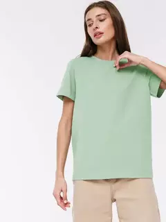 Bornladies-Camiseta solta de manga curta feminina, tops sólidos básicos, camisas de assentamento elegantes, 100% algodão, 230g/?, verão na internet