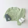 Cartoon impresso agasalho para bebê menino e menina, camiseta monocromática casual e shorts, roupas de verão, novo designer