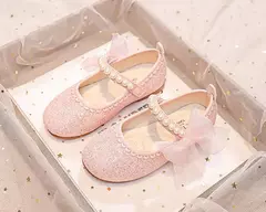 Mary Janes antiderrapante para meninas, arco lateral, pérolas, sapatos elegantes de princesa, sapatos chiques para crianças, festa, shows de casamento, moda infantil, 2024 - Wolf Magazine