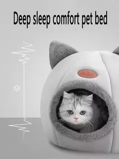Mais alta qualidade conforto casa para animais de estimação tenda inverno deluxe semi-fechado sono profundo cama de gato casa para animais de estimação tenda pequena esteira cesta pequeno cão - Wolf Magazine