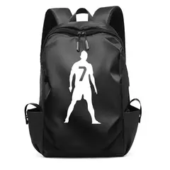 Mochila portátil impermeável para homens, mochila impressa super estrela do futebol, sacos de livros escolares universitários, menino e menina, CR7