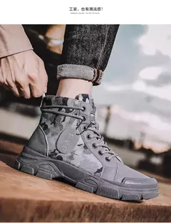 Imagem do Botas masculinas casuais ao ar livre botas de deserto outono moda camuflagem rendas sapatos de plataforma homem botas masculinas zapatos hombre