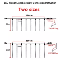 LED Meteor Shower Rain Lights Fairy String Light Impermeável, Falling Raindrop, Decoração de Natal Decoração de feriado Decoração de pátio - loja online