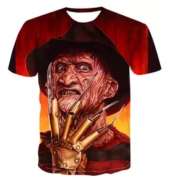 Camiseta de horror estampada em 3D para homens e mulheres Freddy Krueger Jason, camisa de manga curta, pulôver esportivo, camiseta de verão, blusa infantil, novo na internet