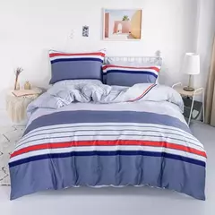 Listrado impressão algodão Duvet Cover Set, Soft Skin Friendly cama fronha, 1PC, 2PC, 3 PCs, 100% algodão - comprar online