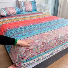 Bohemia equipado lençol com elástico, capa de colchão, impresso reativo, solteiro, duplo, rainha, 180x200cm, 1pc