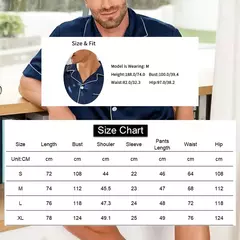 Conjunto de pijama de cetim masculino manga curta, pijamas para homem, camisa de botões, calções de cintura elástica, roupa de casa, 2 peças, verão - comprar online