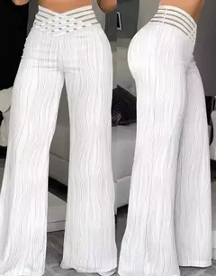 Calça cargosa branca longa e reta, feminina, capris reto, perna larga, cintura alta, verão, elegante, festa, Y2K, novo, 2024