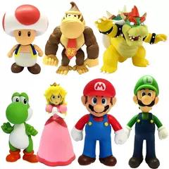 10 ~ 14cm super mario bros pvc figura de ação brinquedos bonecas modelo conjunto luigi yoshi burro kong cogumelo para crianças presentes aniversário