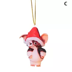 Gremlins Gizmo em Santa Hat Pendurado Ornamento Festivo, Filhote Bonito Ornamento Acrílico, Presente de Natal, Fontes Do Partido Festivo