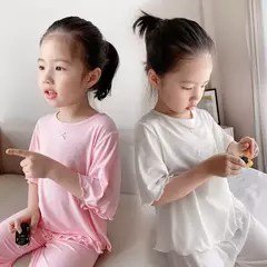Imagem do Pijama infantil de algodão orgânico com conjuntos de shorts, pijamas macios e confortáveis para meninas, eco friendly, sono noturno suave, verão