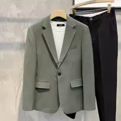 Blazer fino de negócios masculino, roupas estilo coreano, casaco casual, terno elegante, jaquetas marrons, de alta qualidade, 2024