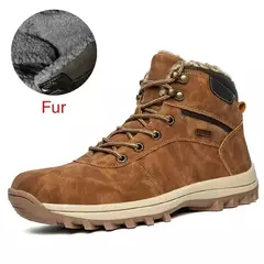 DEKABR-Botas de neve de pele de couro genuíno masculinas, sapato impermeável d