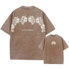 Lobos escuros Vintage lavados camisetas para homens, musculação em ginástica, roupas masculinas extragrandes, fitness no verão, treino - Wolf Magazine