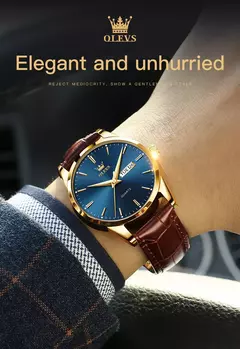 Olevs relógios de quartzo dos homens marca luxo casual moda relógio masculino para presentes couro respirável à prova dwaterproof água relógio de pulso luminoso - Wolf Magazine