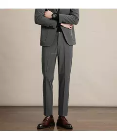 Calça casual justa masculina, cortina avançada, terno formal grosso para escritório, preto, marrom, cinza, azul, outono e inverno - loja online