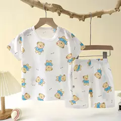 Conjunto de pijamas de duas peças infantil, Roupa interior para bebé, Secção fina, Roupa infantil, Rapazes, Meninas, Roupa para casa, Novo, Verão - Wolf Magazine