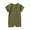 Bebê menino macacão verão wear infantil bebe fina pijamas manga curta macacão com nervuras roupas de malha estiramento da menina outfits playsuit