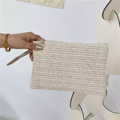Imagem do Fsafashion-bolsa de tecido palha para mulheres, bolsa casual para férias, bolsas com alça superior, bolsas de ombro retrô artesanais, moda feminina, 2024