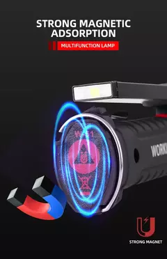 Lanterna led recarregável usb para acampamento, luz de trabalho, ímã e gancho, modo de iluminação à prova d'água, adequada para trabalho noturno - comprar online