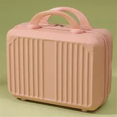 Imagem do Mini caixa de maquiagem vintage, bolsa portátil de higiene pessoal, estojo pequeno para presentes cosméticos, caixa de senha compacta, 14";;VERDADEIRO;;"Estojo cosmético multifuncional de 14 polegadas,Branco com azul