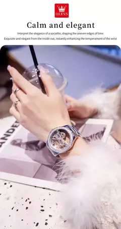 OLEVS Relógio Mecânico Automático para Mulheres, Relógio Transparente, Big Dial Design, Bracelet Set, Presente de Luxo, 40mm, 6699 na internet