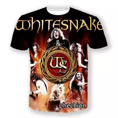 Heavy Metal Rock Whitesnake Band T-shirt para homens e mulheres, impressão 3D, moda hip hop, camiseta de manga curta, camiseta com o pescoço, roupas de verão - comprar online