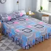 Conjunto de Colcha de Algodão com Bordado, Saia de Cama, Fronhas, Capa de Folha, Rei, Rainha, Duplo, 1.5 m, 1.8 m, 2m, 3 Peças por Conjunto