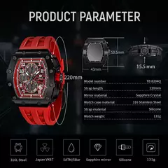 Tsar bomba tonneau relógios masculinos cristal de safira relógio de pulso vermelho à prova dwaterproof água cronógrafo data luxo presente natal para homem - Wolf Magazine