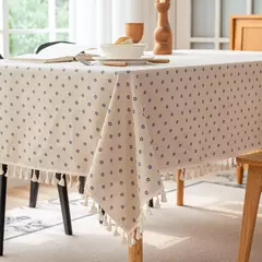 Toalha de linho de algodão vintage com padrão floral, toalha de mesa com borla, tampa lavável para jantar, piquenique - comprar online