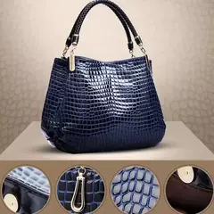 Bolsa de ombro com estampa crocodilo para mulheres sacola de grande capacidade bolsa de rosto brilhante bolsa de ombro de compras diário - comprar online