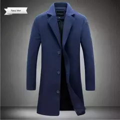 Casaco longo de algodão masculino, corta-vento fino, mistura de lã, cor pura, moda casual de negócios, roupas masculinas, primavera, outono, novo, 2023 - Wolf Magazine
