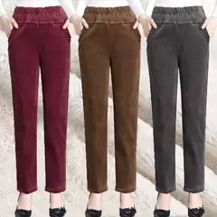 Calça lápis de lã feminina, roupa formal, roupa feminina fina, elástico longo básico, senhora preta do escritório, outono, inverno - loja online