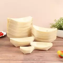Barco De Madeira Descartável Para Sushi, Salada Sobremesa Tigela, Tigela De Madeira De Pinho, Bandeja De Placa, 50PCs - comprar online