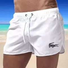 Imagem do Calção de banho com cordão masculino, roupa de banho, shorts de banho, shorts respiráveis, surfe de verão, calções de praia, calças esportivas