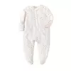 Pijama recém-nascido com zíper, macacão menina e menino, macacão manga comprida, roupa de algodão, moda branca sólida, 0-12 meses, primavera
