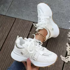 Novas mulheres tênis de malha respirável plataforma tênis feminino casual rendas até ao ar livre sapatos femininos baixo topo zapatos de mujer