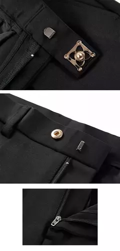 Calças justas de estiramento formal masculinas, calças casuais, roupa de cor sólida, calças de terno fashion - loja online