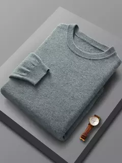 Pulôver de lã merino para homens, 100% lã pura, gola O, manga longa, malha de cashmere, roupas femininas, graça, primavera e outono - Wolf Magazine