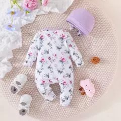 Macacão Floral do Recém-nascido com Chapéu, Bebê Menina Onesies, Conjunto de Roupas Manga Longa, Macacão Minúsculo Bonito, 1-18Meses - comprar online