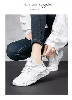 Sapatos esportivos respiráveis para mulheres, tênis casuais, mocassins com renda, malha de malha, moda feminina, marca designer, 2024