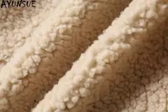AYUNSUE-Jaqueta bomber de couro genuíno masculina, casacos pretos, roupas grandes, pele de carneiro natural, inverno - loja online