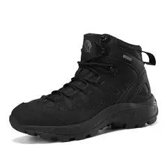 Botas de couro antiderrapante ao ar livre para homens, botas de deserto respiráveis, botas confortáveis, sapatos de trabalho, inverno