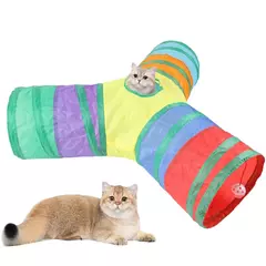 Gato túnel pet tubo dobrável jogar brinquedo interior ao ar livre gatinho filhote de cachorro brinquedos para quebra-cabeça exercício esconder treinamento - comprar online