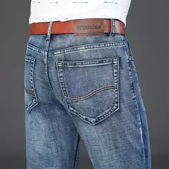 Wthinlee-Calça Jeans Stretch Casual Masculina, Calças Jeans Trabalho, Roupa de Marca Masculina Clássica, Azul, Preta, Nova, Moda